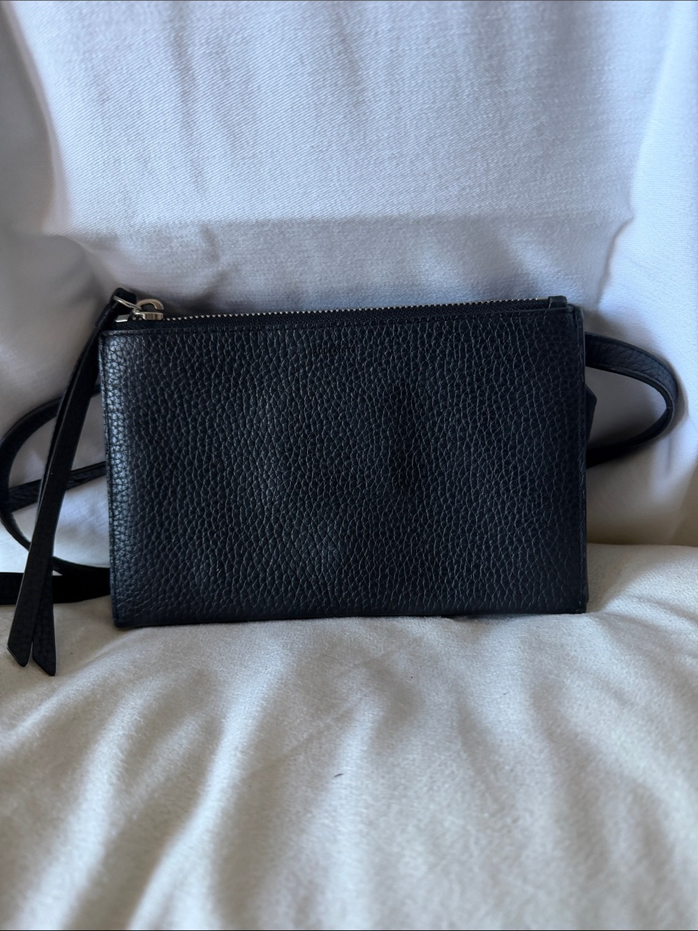 All Saints Black Pebbled Leather Crossbody Bag
